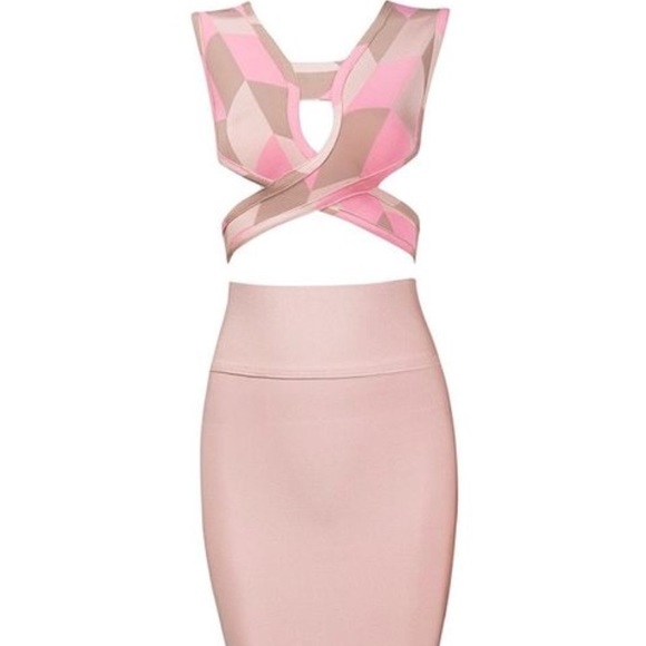 Dresses & Skirts - 2 Piece Pink & Nude Bandage dress